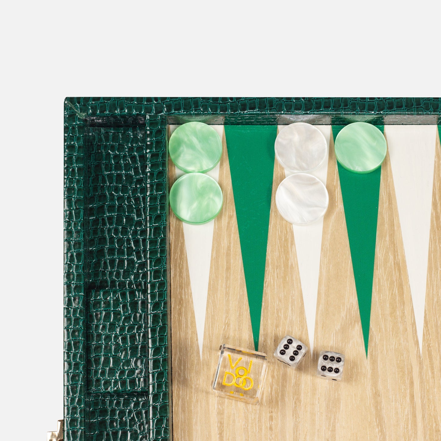 British Green Alligator Wooden Backgammon