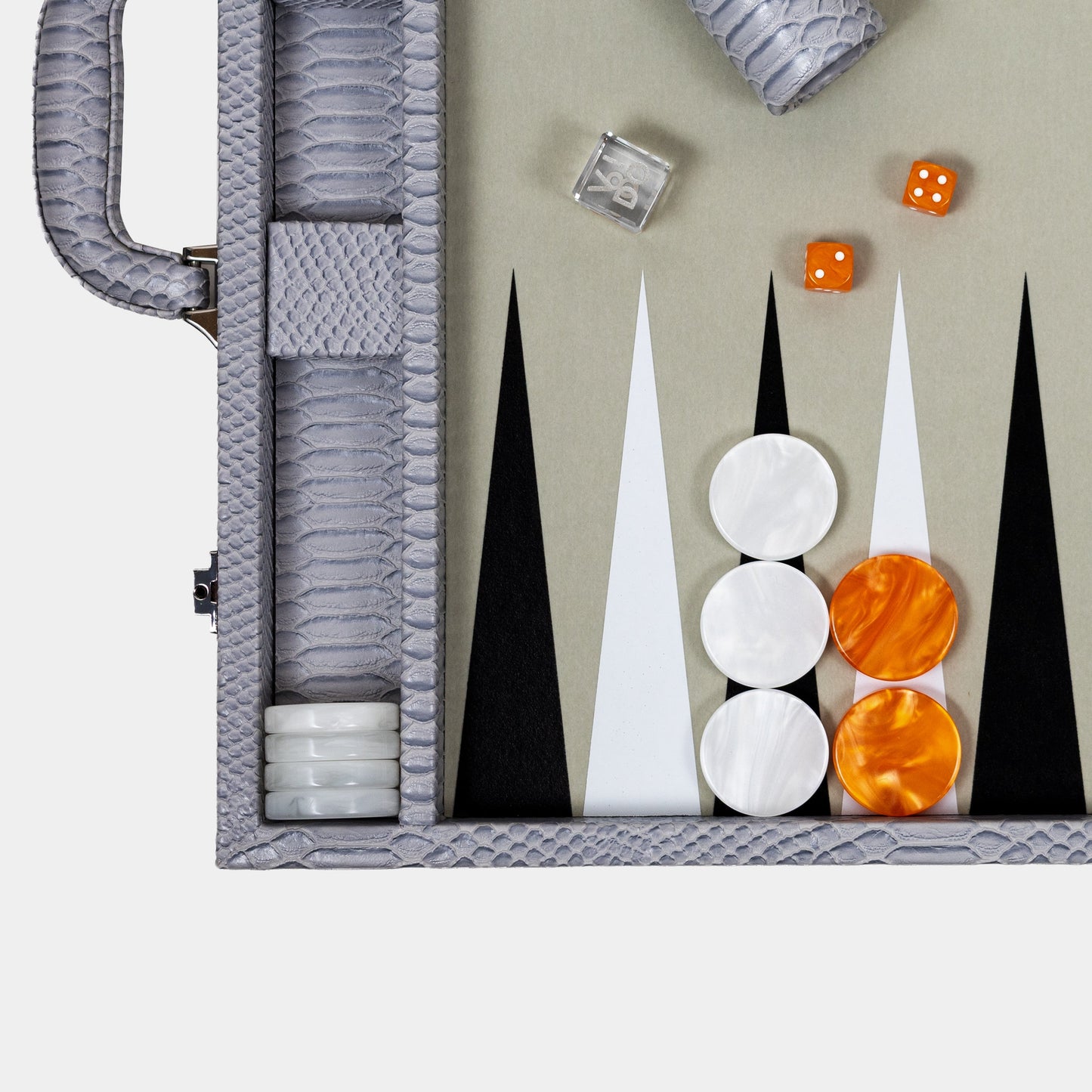 Cool Grey & Orange Snake Large Backgammon