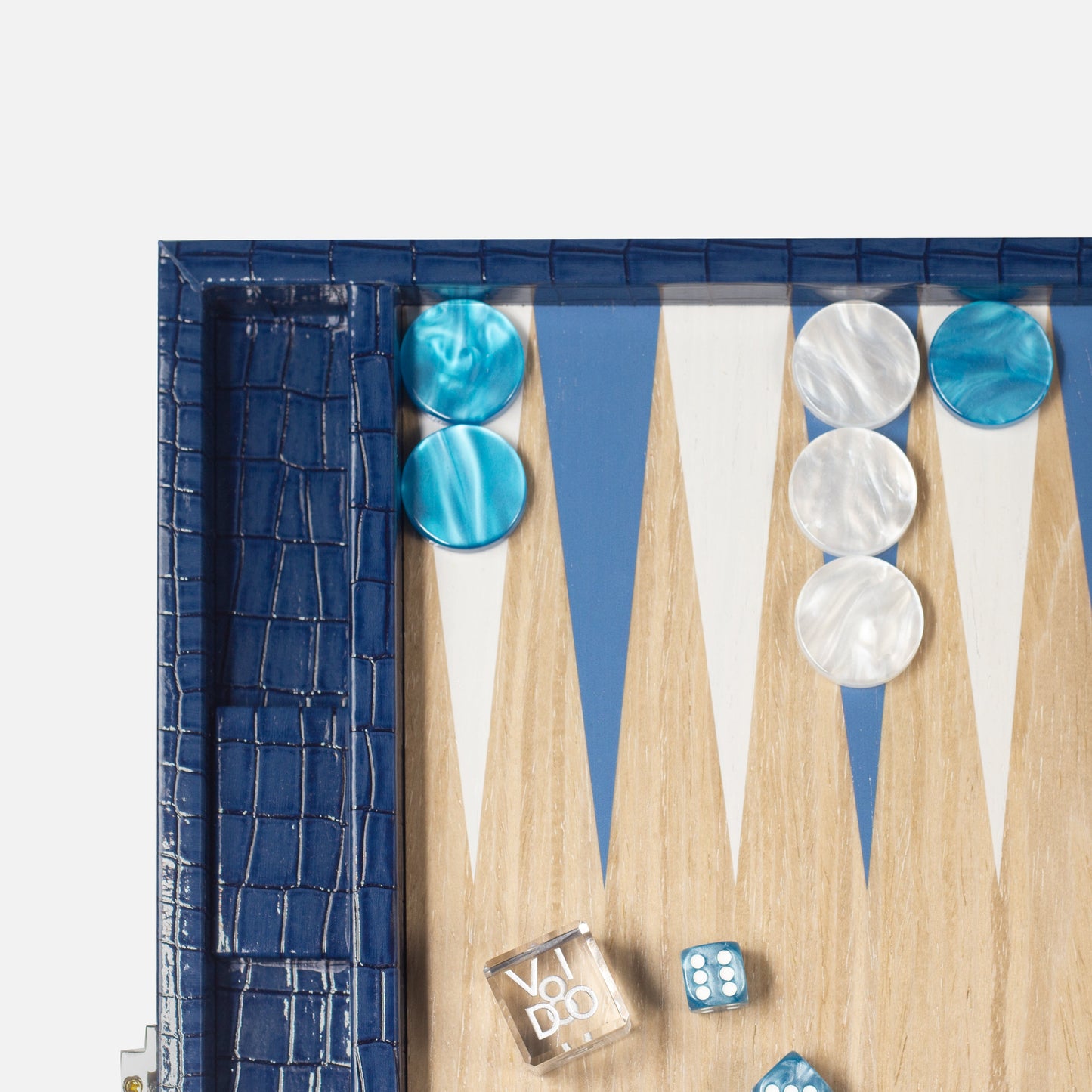 Navy-Blue Crocodile Wooden Backgammon