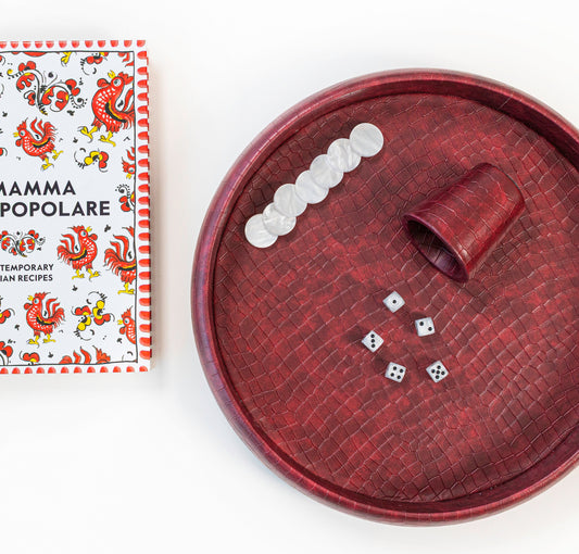 Burgundy Crocodile Dice Tray