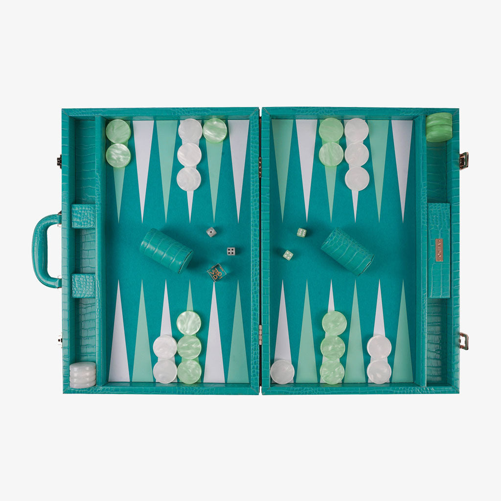 Teal Alligator Large Backgammon