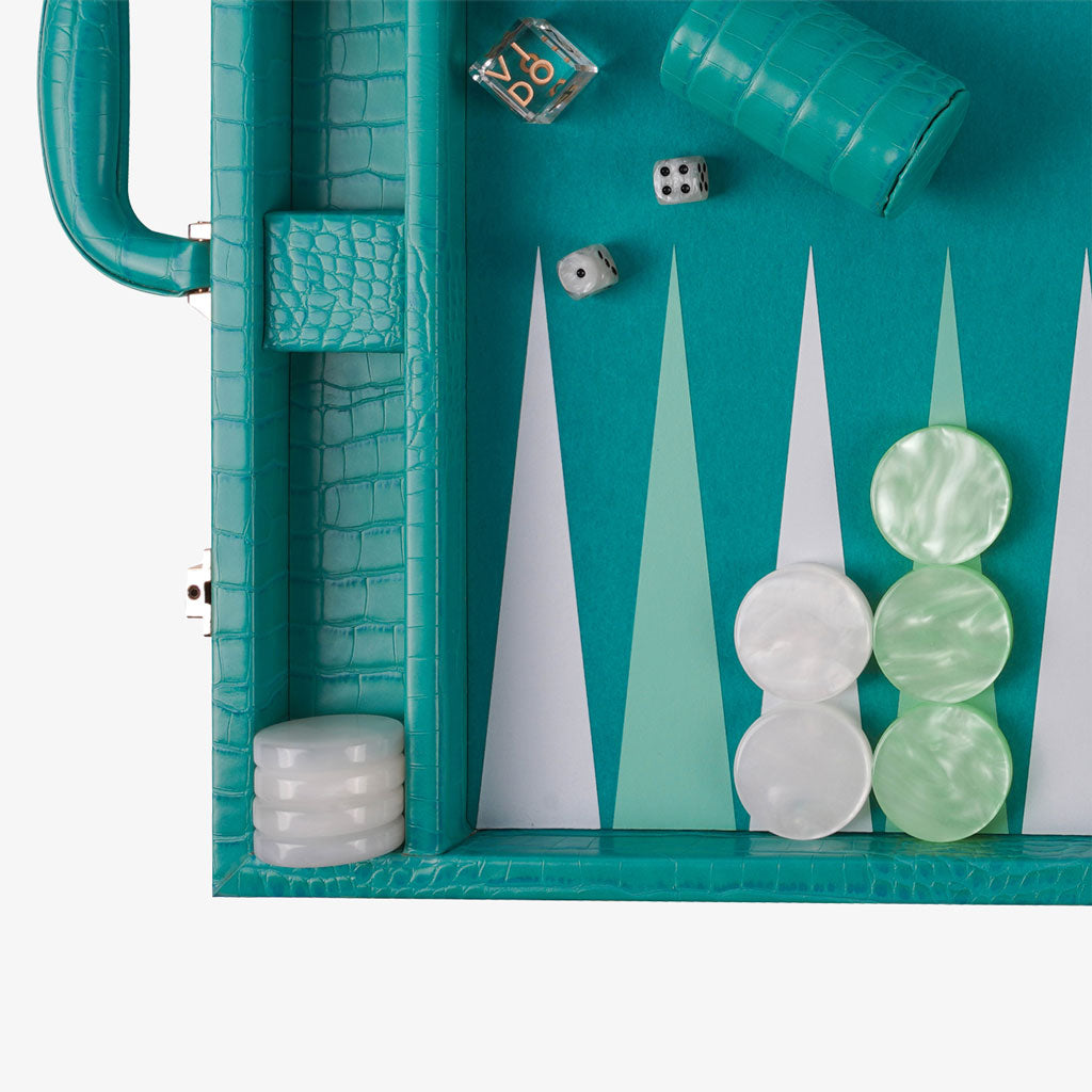 Teal Alligator Large Backgammon