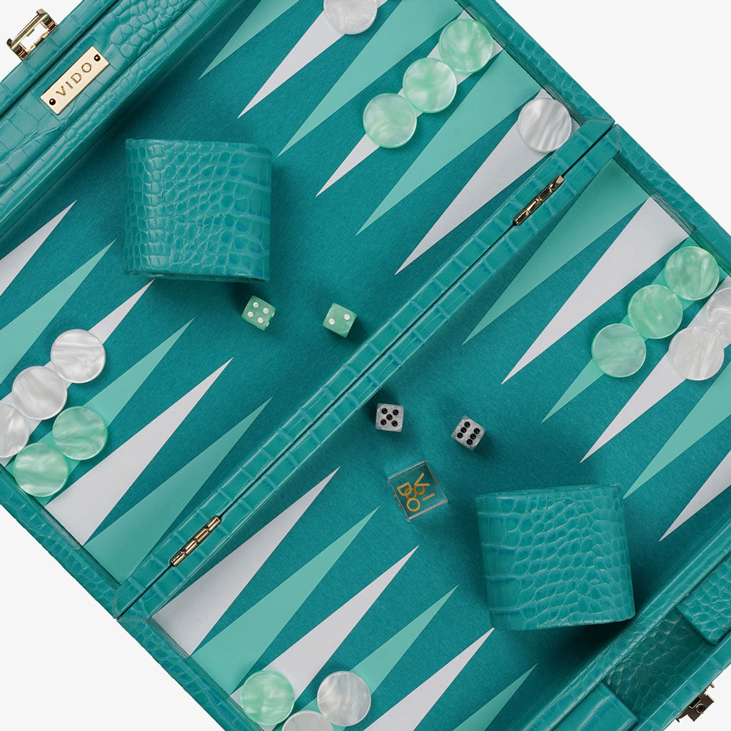Teal Alligator Medium Backgammon