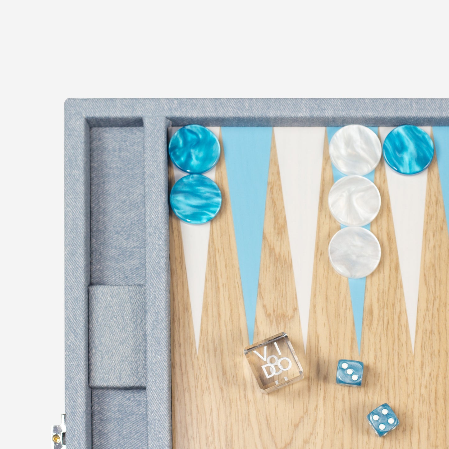 Denim Blue Wooden Backgammon
