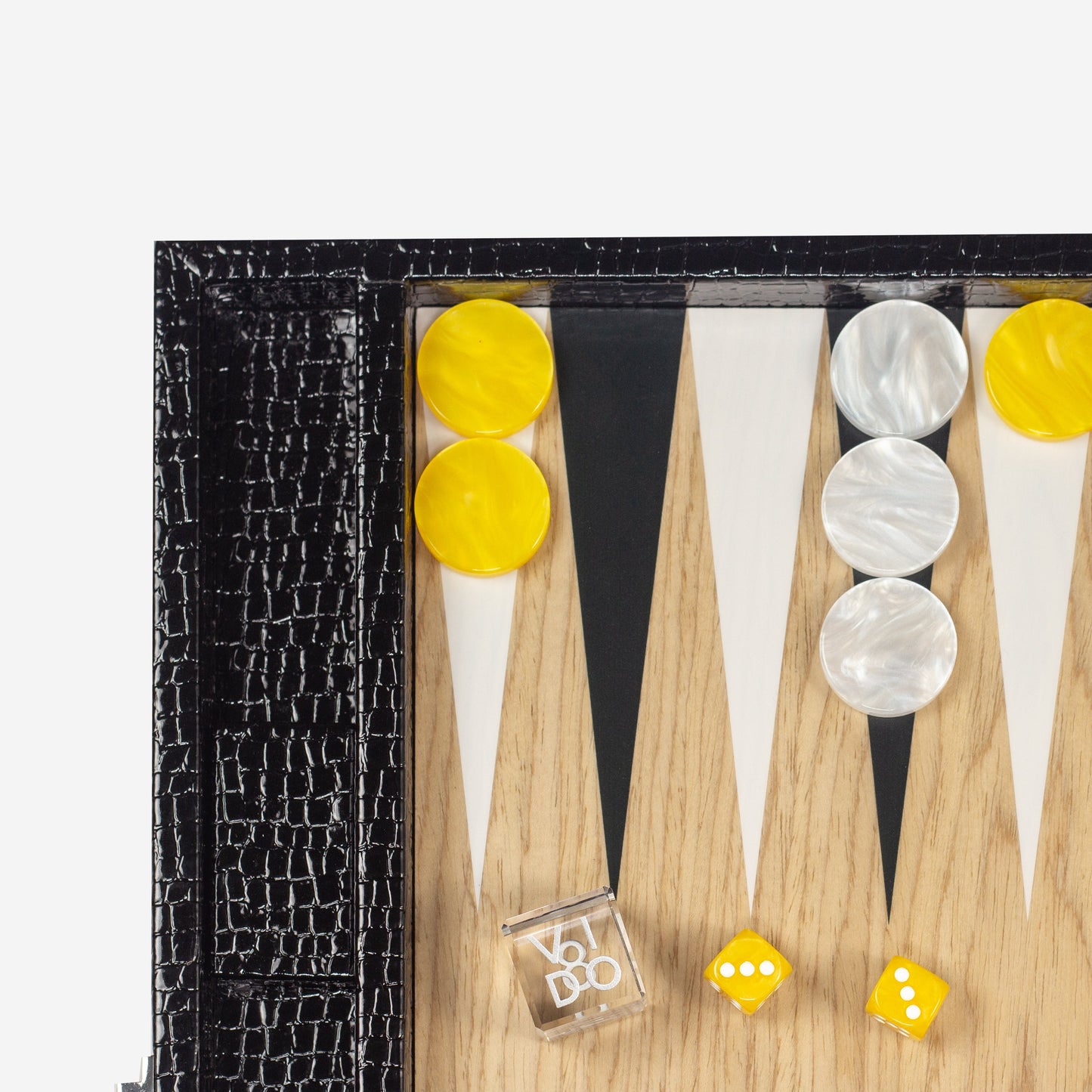 Jet Black Alligator Wooden Backgammon
