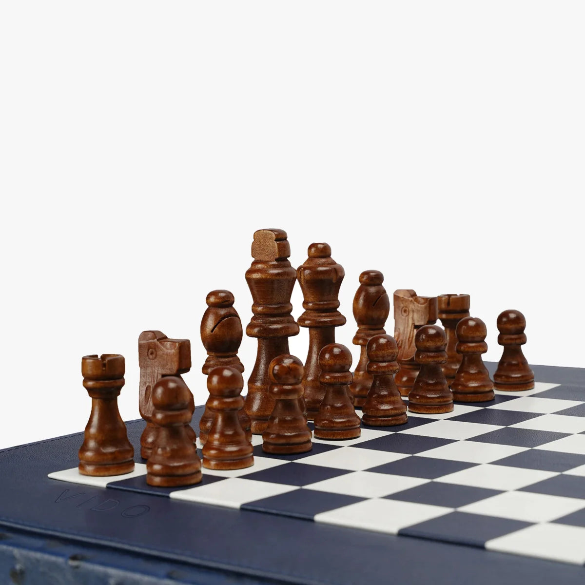 VIDO Luxury Chess Box Navy Blue Ostrich Vegan Leather