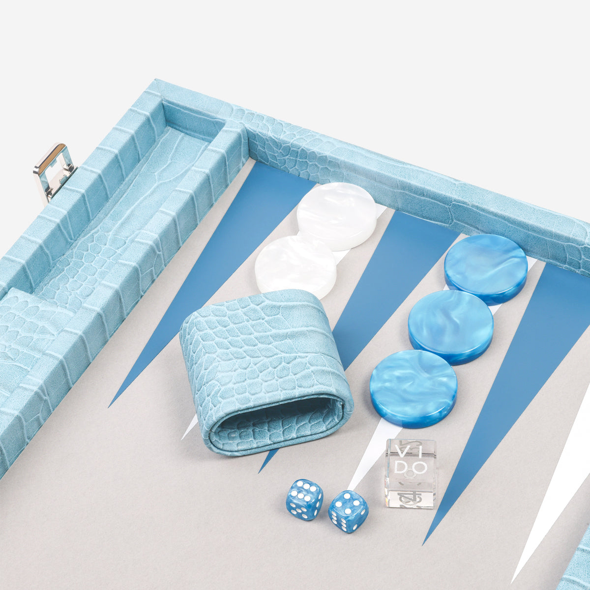Blue Alligator Large Backgammon