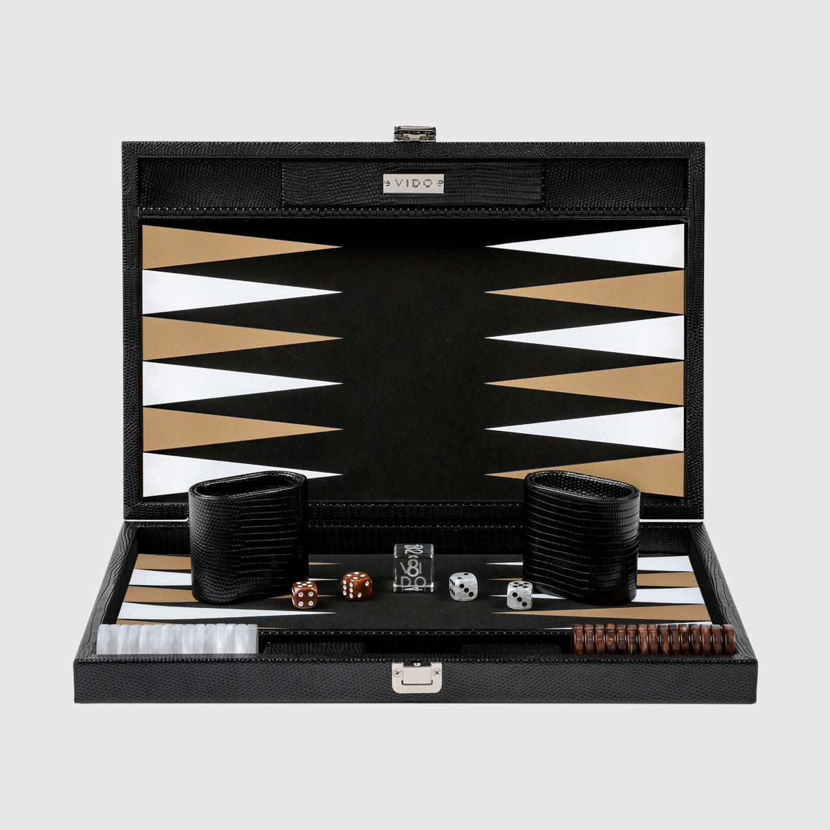 Jet Black Lizard Medium Backgammon