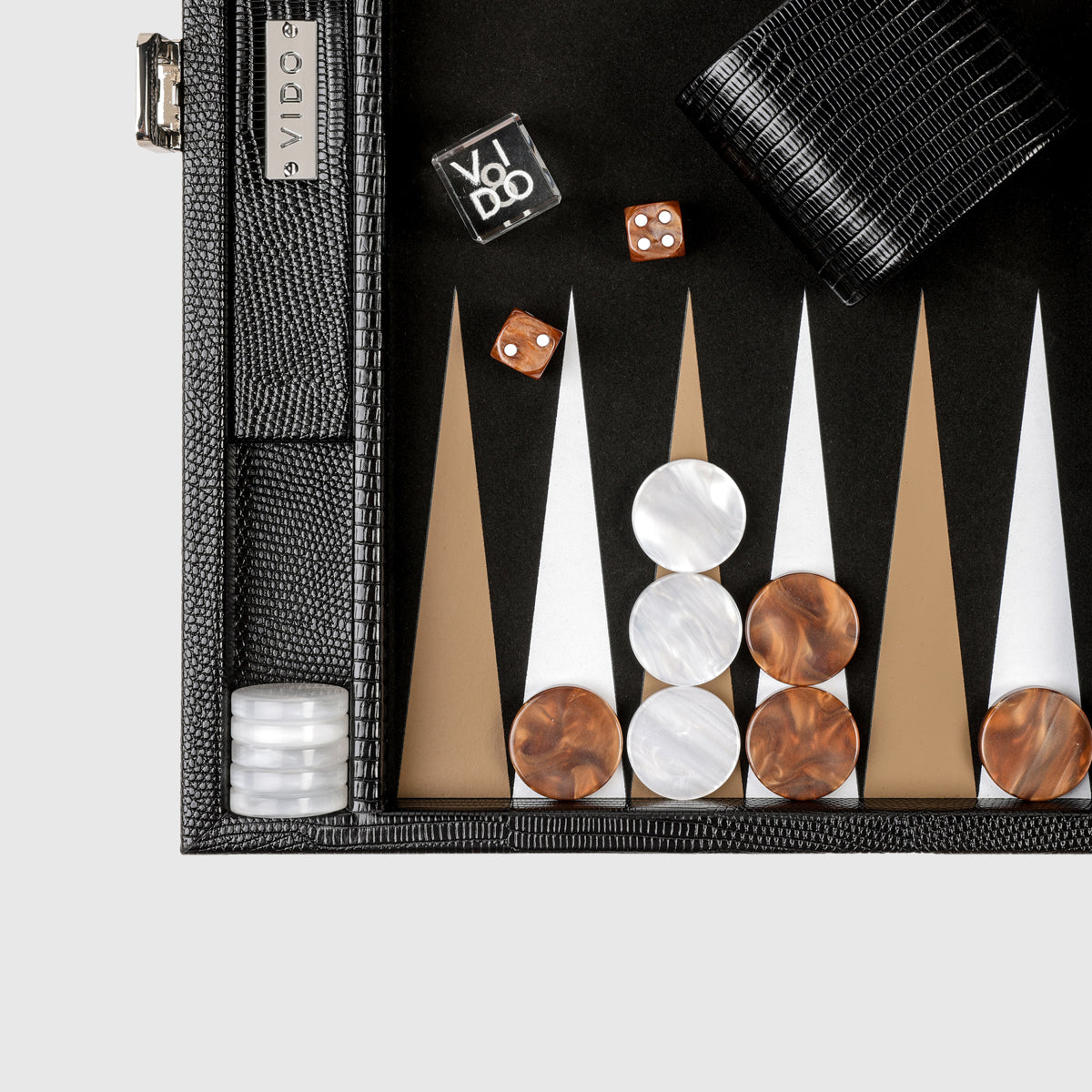 Jet Black Lizard Medium Backgammon