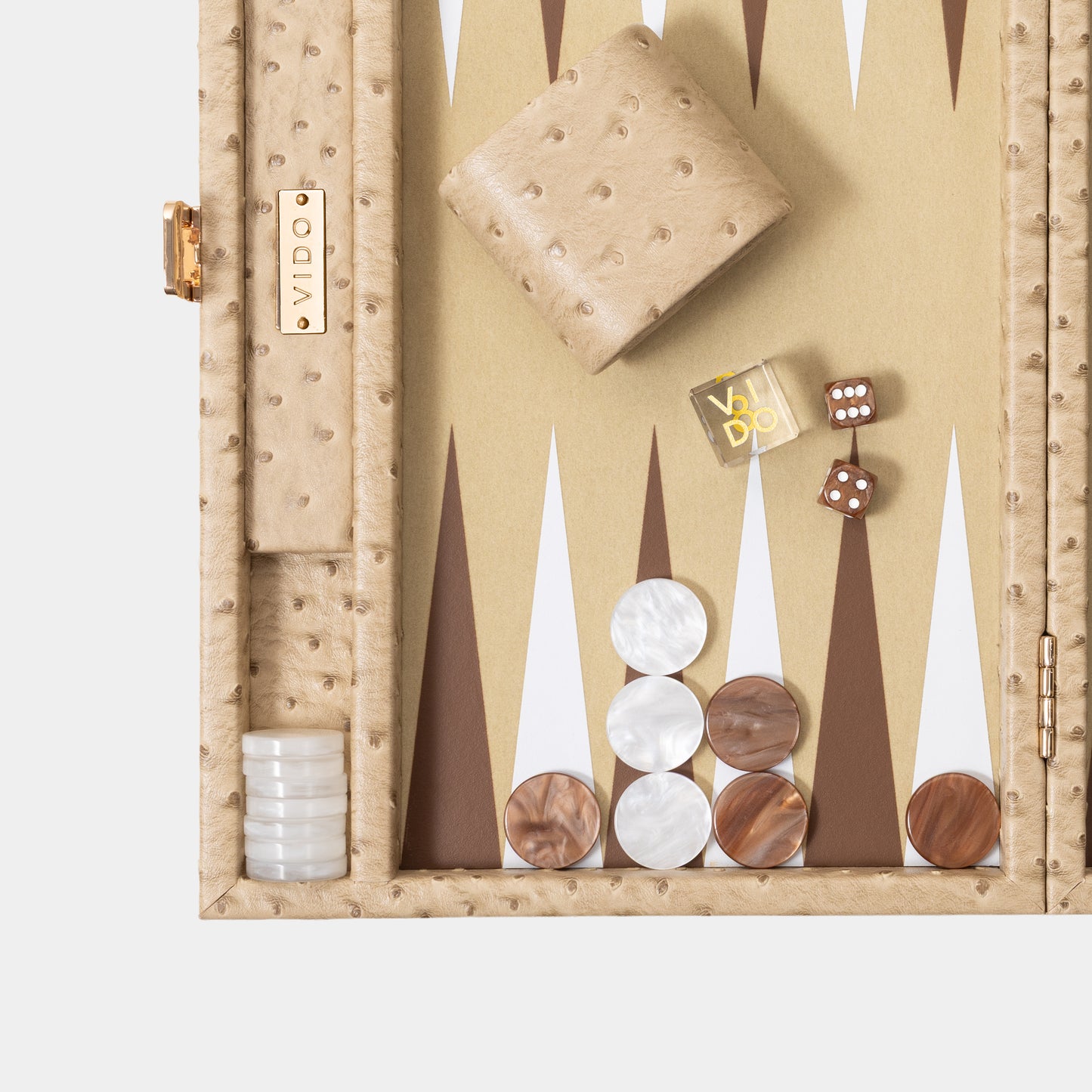 Beige Ostrich Medium Backgammon