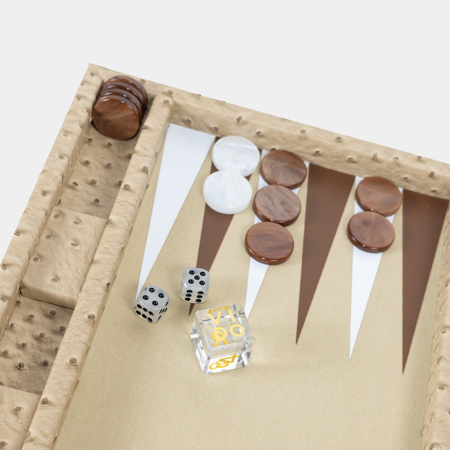 Beige Ostrich Medium Backgammon