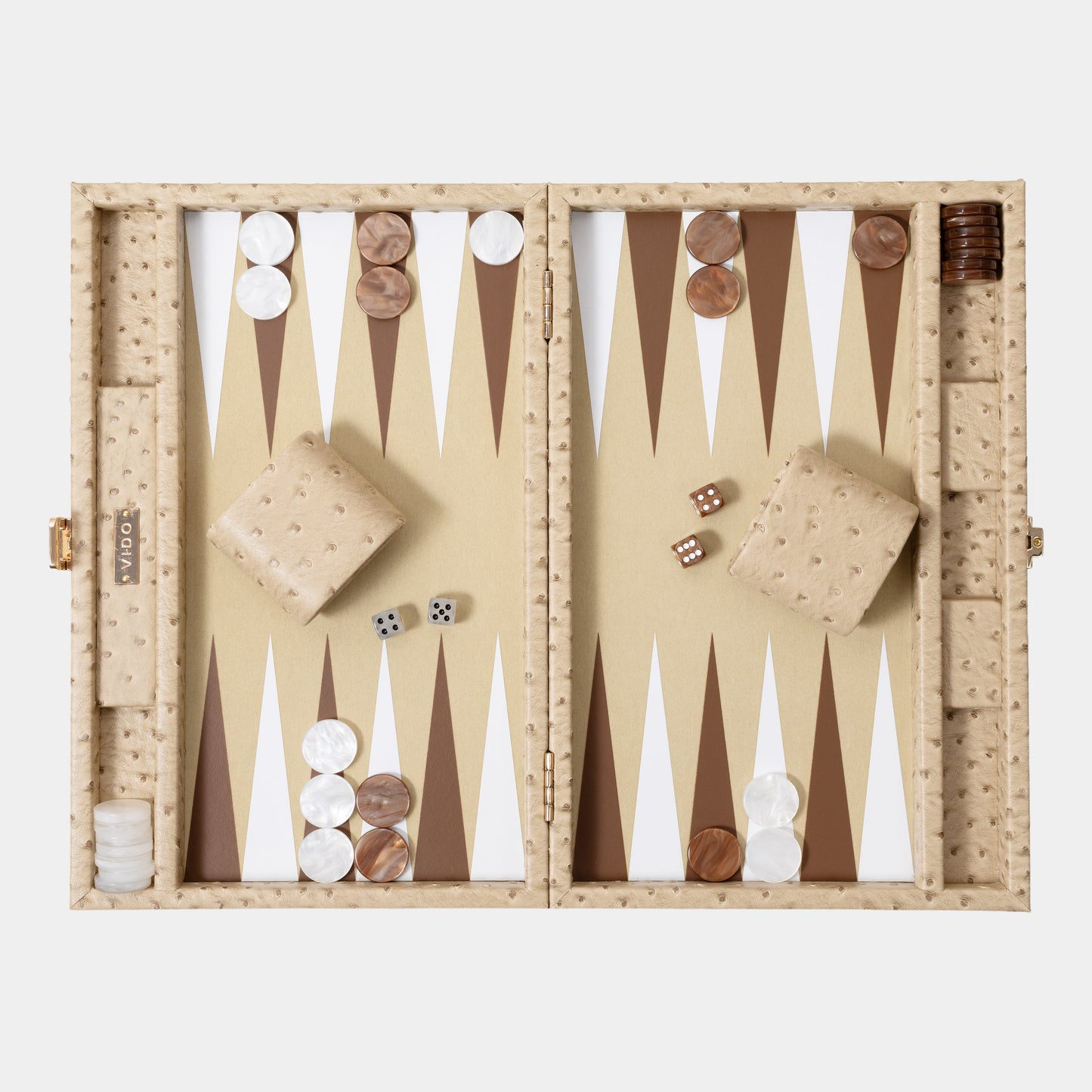 Beige Ostrich Medium Backgammon