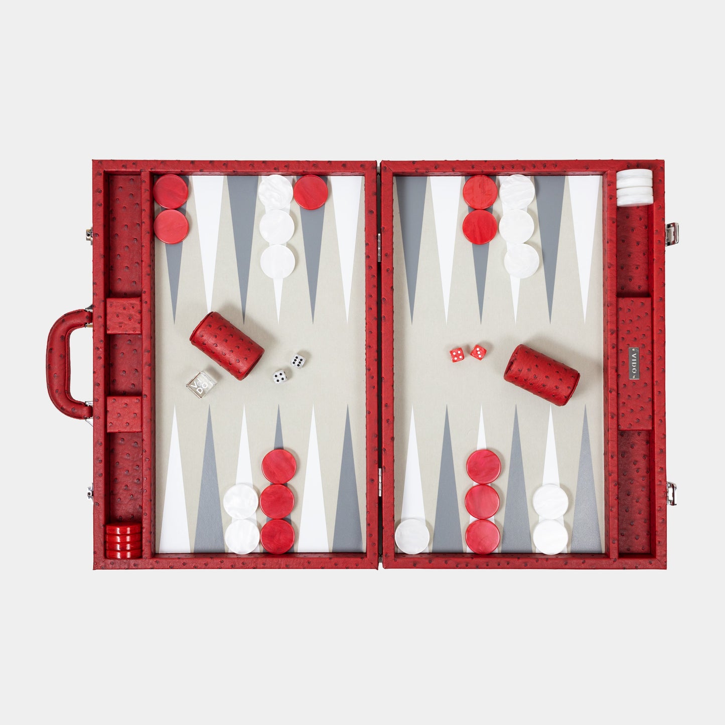 Carmine Ostrich Large Backgammon