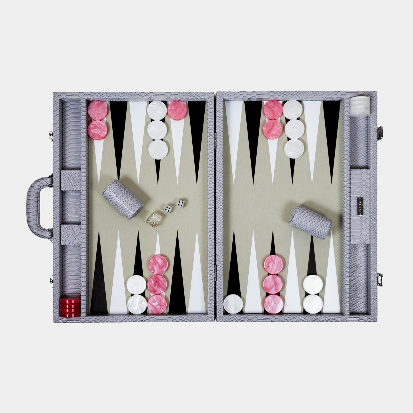 Cool Grey & Pink Snake Large Backgammon