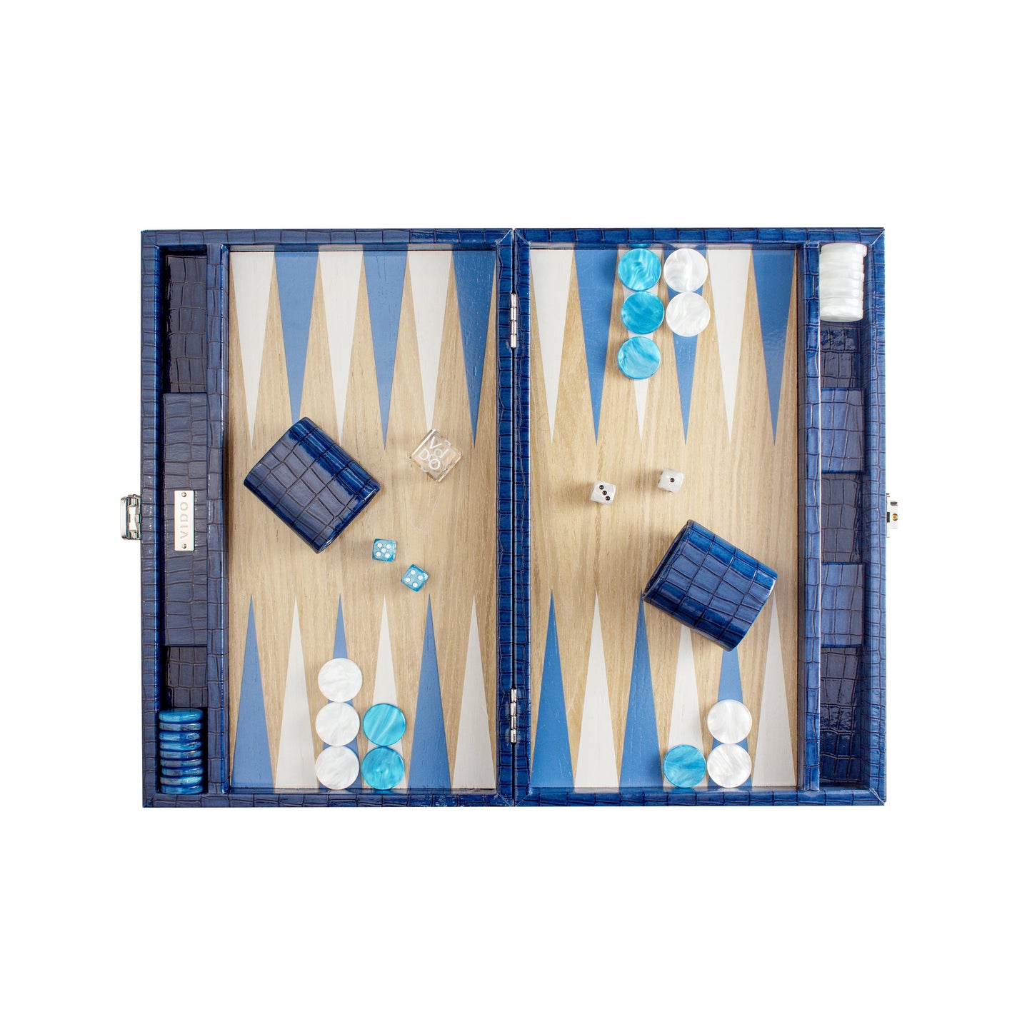 Navy-Blue Crocodile Wooden Backgammon