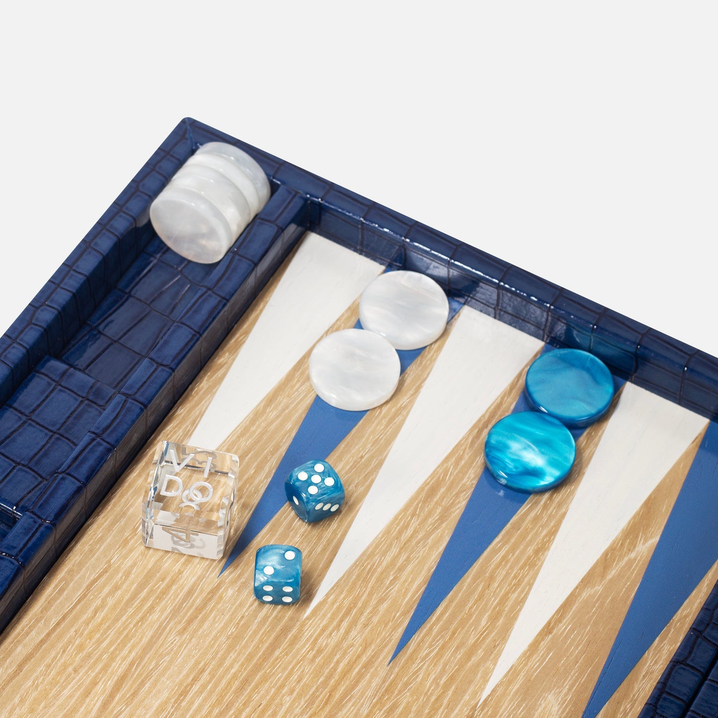 Navy-Blue Crocodile Wooden Backgammon
