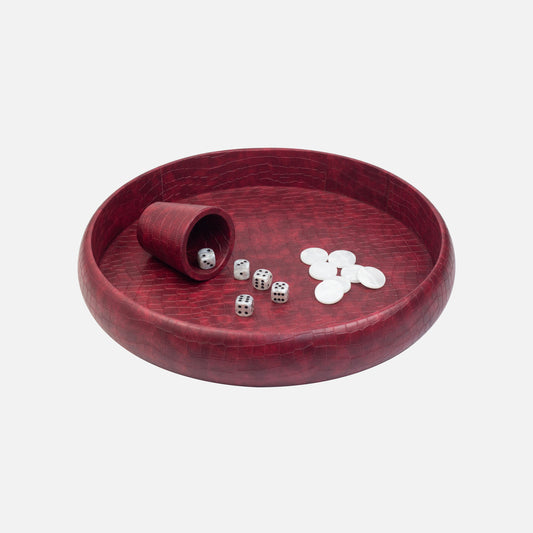 Burgundy Crocodile Dice Tray