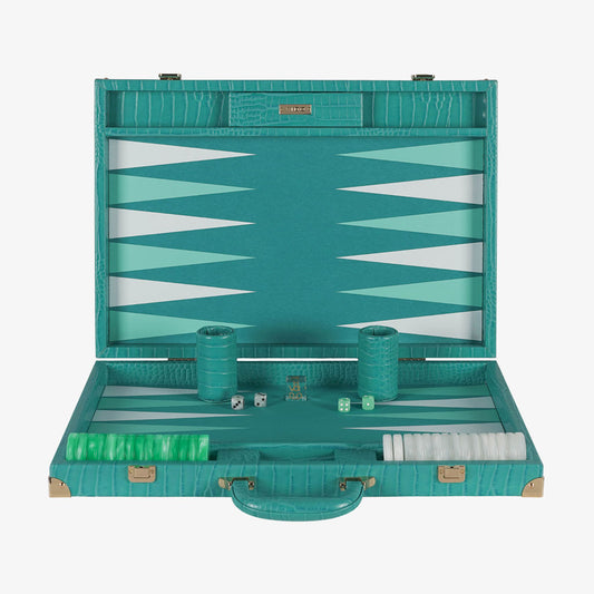 Teal Alligator Large Backgammon