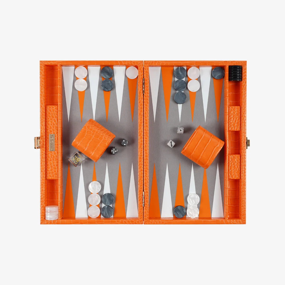 VIDO Tangerine Medium Backgammon handcrafted with high-quality alligator embossed vegan leather