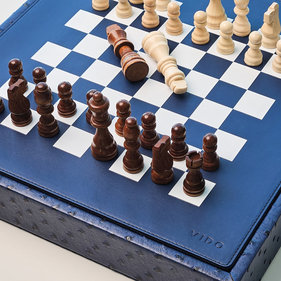 Navy Blue Ostrich Chess Set